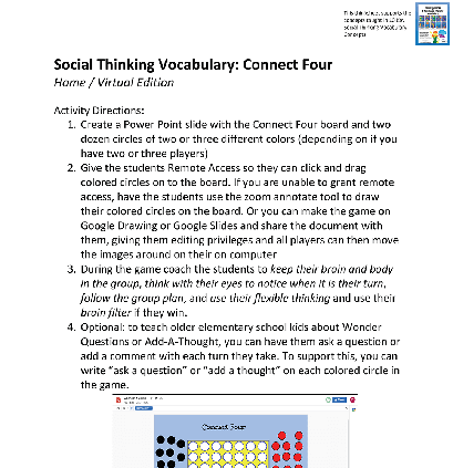 Social Thinking Vocabulary Connect 4